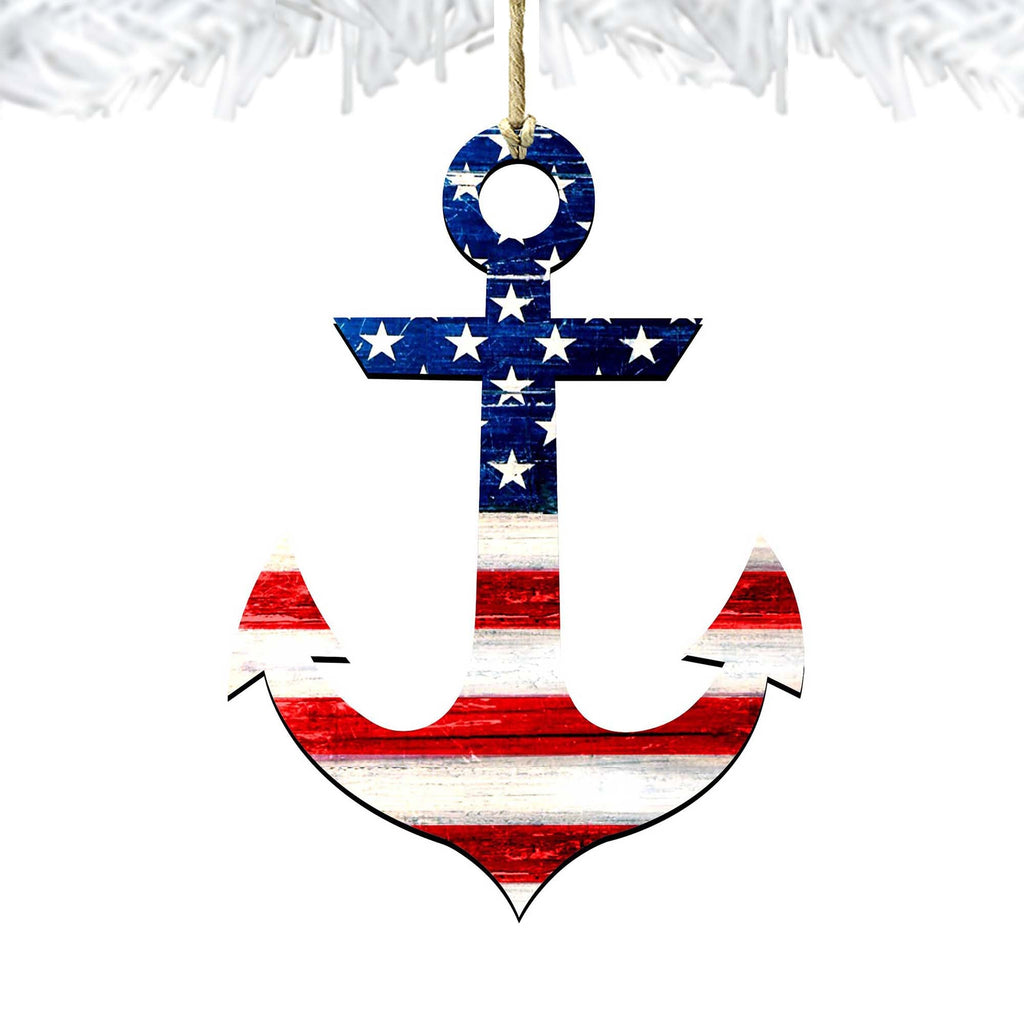 American Flag Anchor Wooden Ornaments - American Patriotic Decor - 8198913
