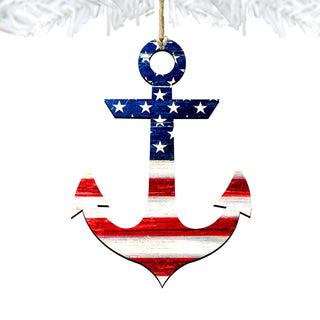 American Flag Anchor Wooden Ornaments - American Patriotic Decor - 8198913