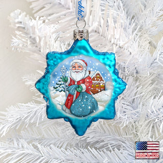 Santa With Blue Bag Mercury Glass Ornament by G. DeBrekht - Christmas Santa Snowman Decor - 777385