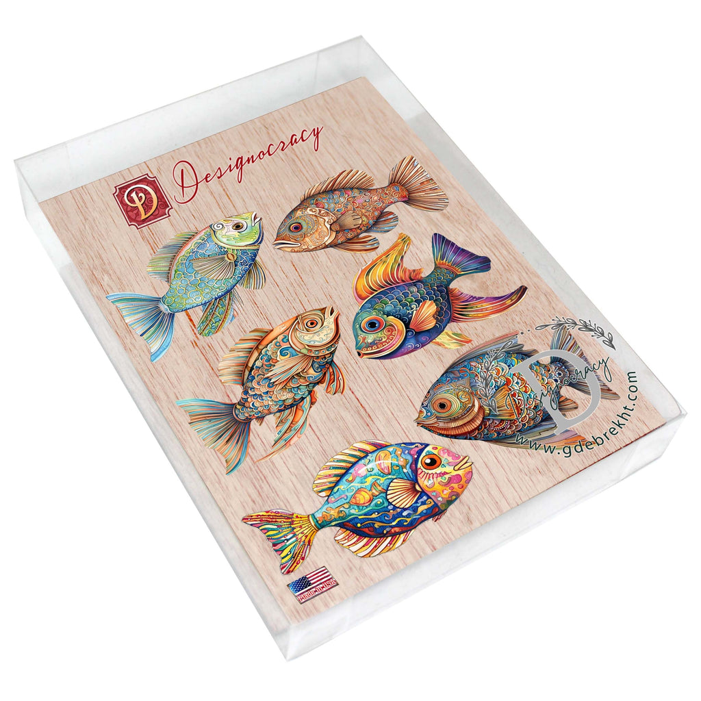 Coastal Fish Decorative Eco Wood Magnets Set of 6 by G. Debrekht - Coastal Decor - 8090034G-S6