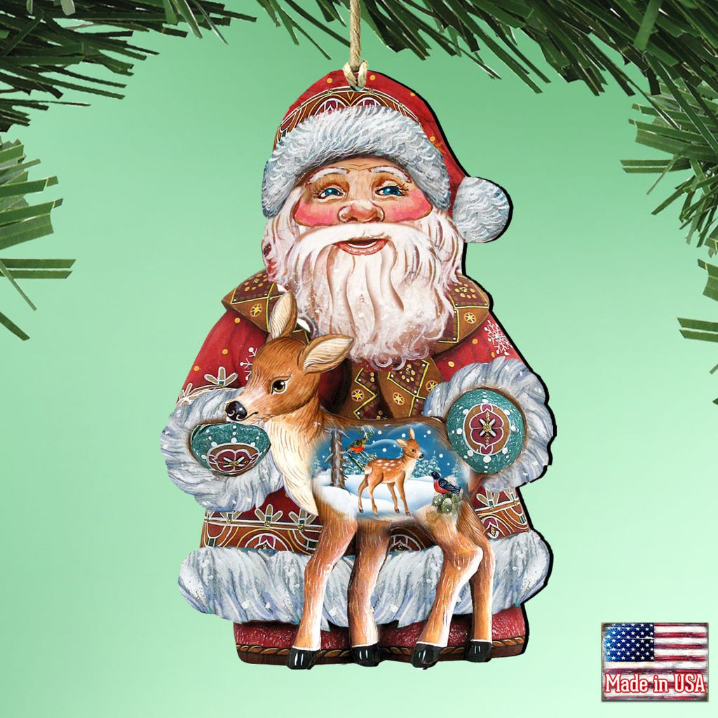 Holiday Fawn Christmas Wooden Ornaments by G. DeBrekht - Christmas Santa Snowman Decor - 8118081