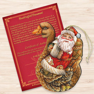 Christmas Goose Santa Wooden Ornaments by G. DeBrekht - Christmas Santa Snowman Decor - 8121633