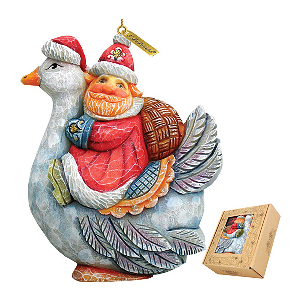 Santa On Goose Sculpted Ornament by G. DeBrekht - 63127