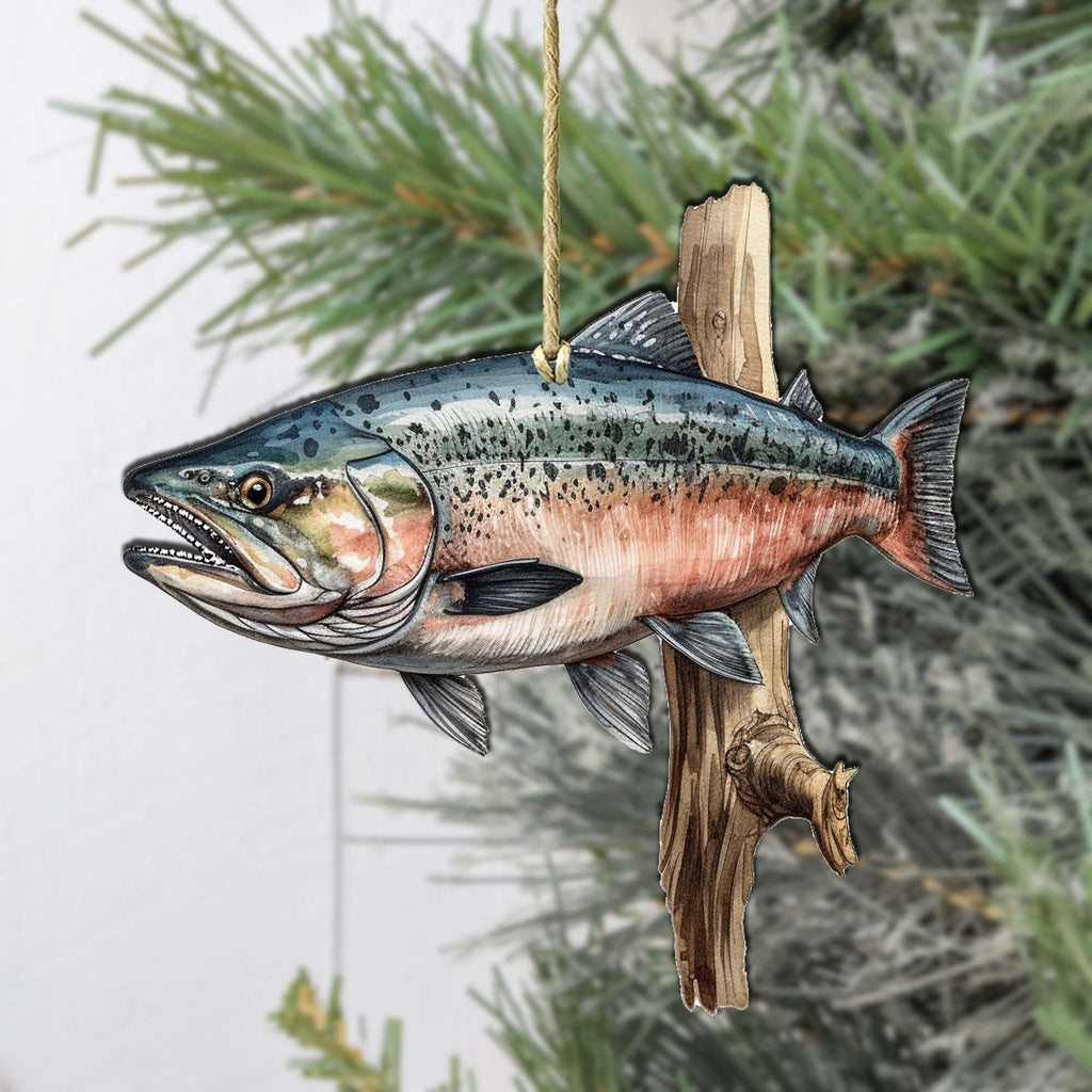 Alaskan Sockeye Wooden Ornaments by G.Debrekht - Wildlife Holiday Decor - 8710109-3