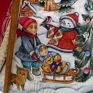 Snow Play Day Hand-Painted WOODCARVED Masterpiece by G. DeBrekht - Christmas Santa Snowman Decor - 217013 *** PRE-ORDER - Handmade Just for You! ***