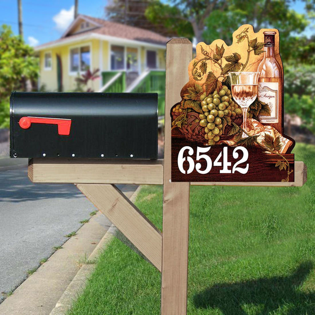 Vine Lovers Wooden Custom House Number Sign by G. DeBrekht - Love Family Kids Decor - Handcrafted Wooden Handcrafted Wooden Handcrafted Wooden Handcrafted Wooden Address Sign - MA95349