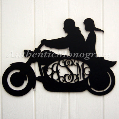 Harley Bike Wooden Personalized Monogram - Unpainted Personalized Monogram - Home Decor Vine Script Letters - Initial Personalized Monogram - Door Hanger