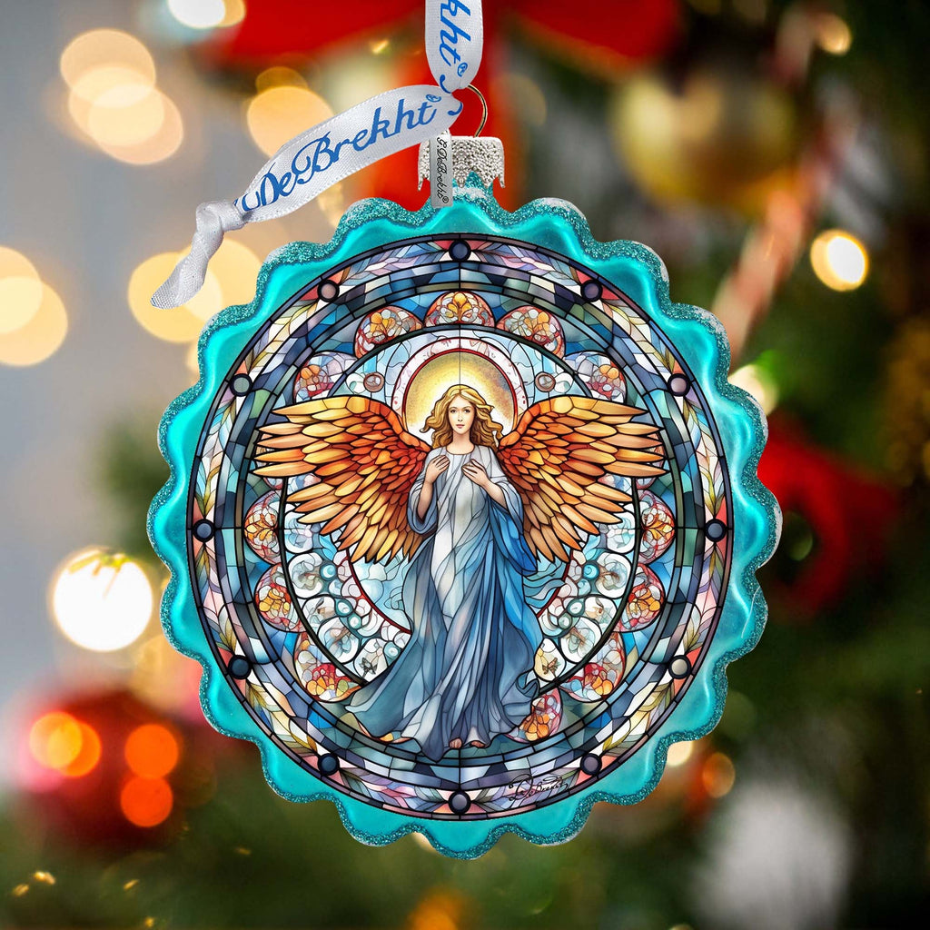 Love Harmony Angel Wreath Glass Ornament by G. Debrekht - Nativity Holiday Decor - 759-054