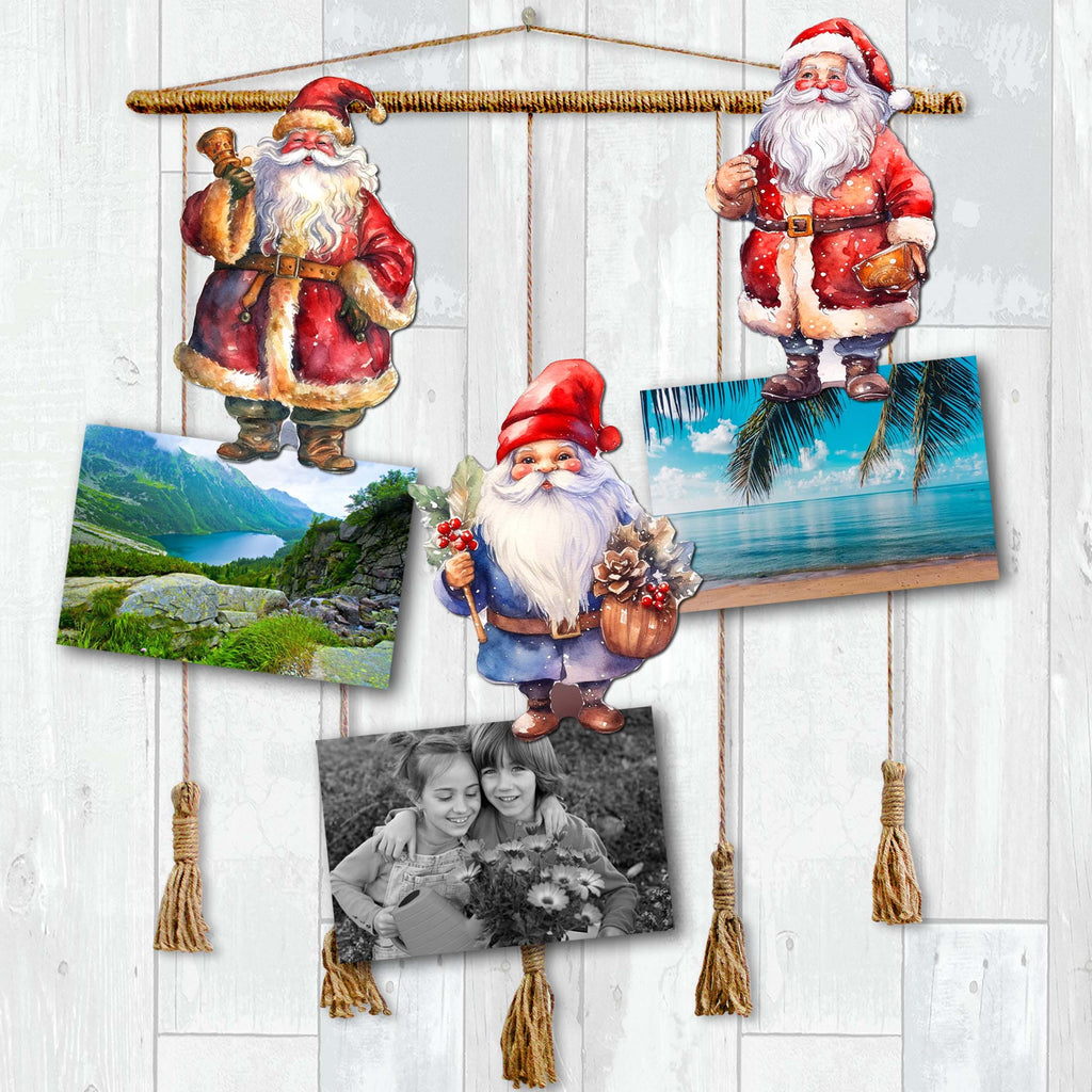 Santa Clip-On Eco Wood Decorative Ornaments Set of 3 by G. Debrekht - Christmas Decor - 8091009C-S3