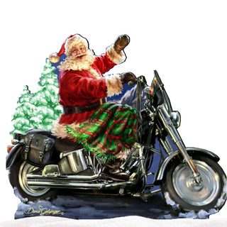 Santa Motorcycle Rider Christmas Outdoor Yard Sign by D. Gelsinger - Christmas Santa Snowman Decor - 8461029F-1553