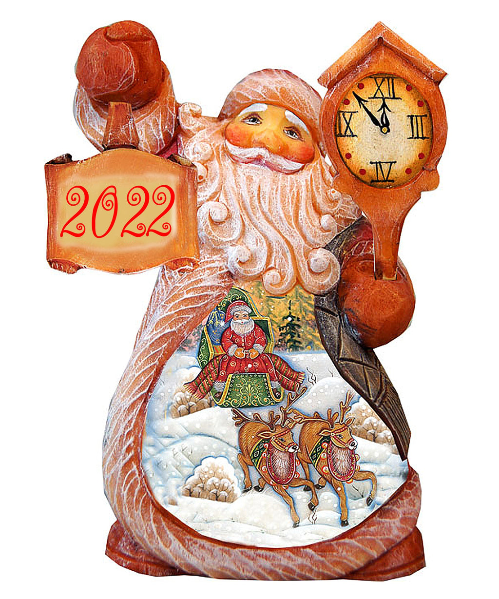 Santa Village Sleigh Ride Christmas Figurine by G. DeBrekht - Christmas Santa Snowman Decor - 5616394