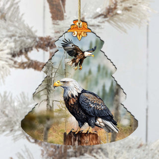 Alaskan Bald Eagles Tree Wooden Ornaments by G.Debrekht - Wildlife Holiday Decor - 870006