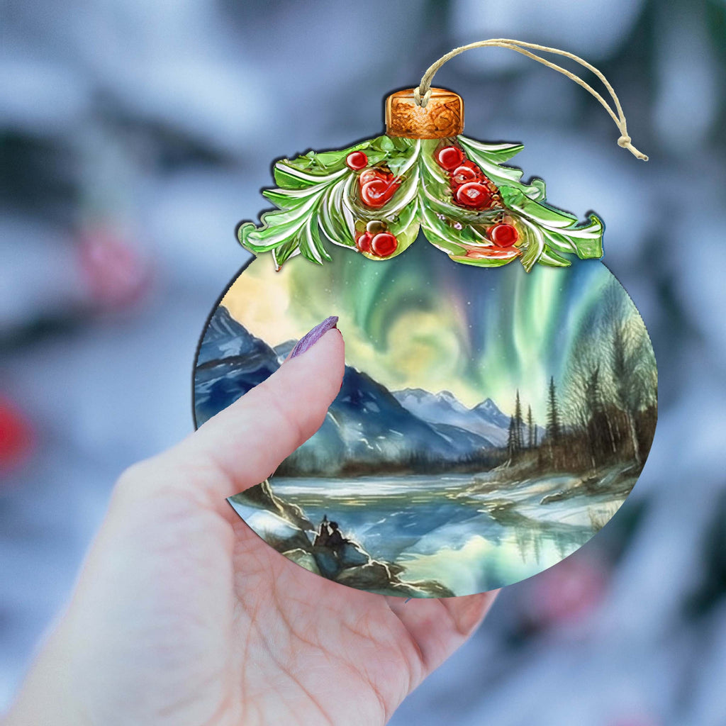 Alaskan Northern Lights Berry Wooden Ornaments by G.Debrekht - Wildlife Holiday Decor - 870023