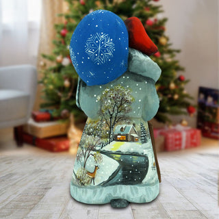 Winter Landscape Santa Hand-Painted WOODCARVED Figurine by G. DeBrekht - Christmas Decor - 8215099