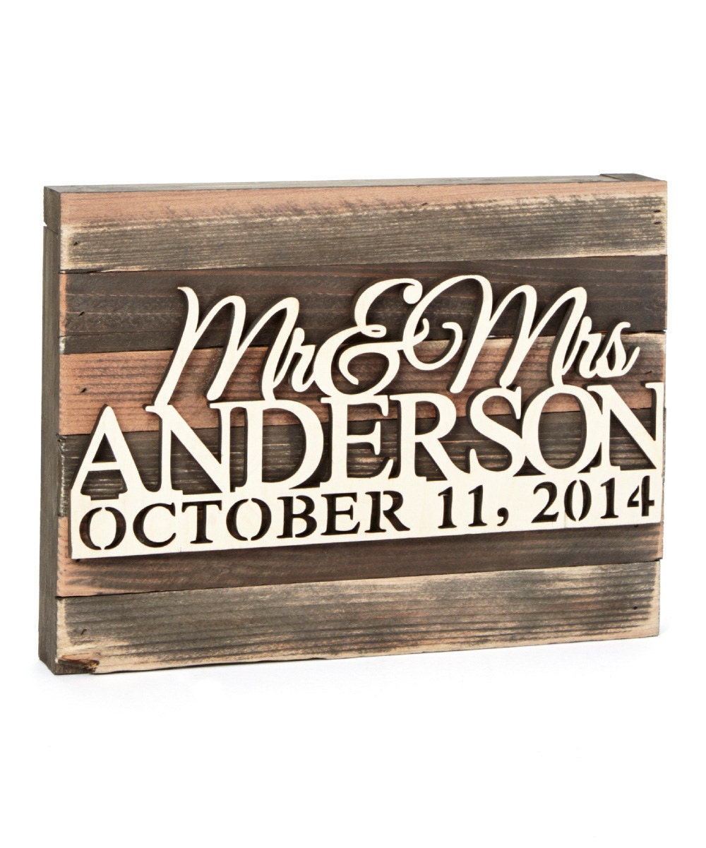 Custom Mr. And Mrs. Sign - Mr. & Mrs. Wood Name Sign Mounted on Vintage Wooden Board. Mr. and Mrs. Sweetheart Table Top Center Piece #95127