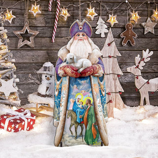Santa and the Guardian Angels Christmas Outdoor Scene by G. DeBrekht - Christmas Santa Snowman Decor - 811832F