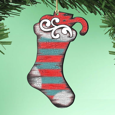 Blue Stocking Wooden Ornaments Christmas by G. DeBrekht - Christmas Decor - 8198802-2