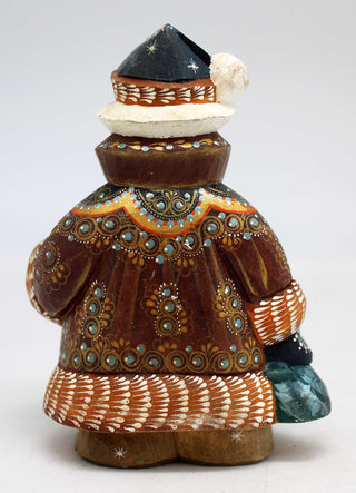 One-of-a-Kind Santa WOODCARVED Handpainted Figurine 3.5 X 2.5 X 5