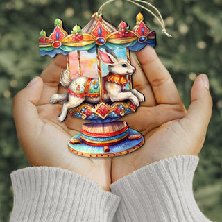 Carousel Bunny Wooden Ornaments by G. Debrekht - Christmas Decor - 8100195-1