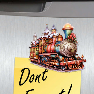 Santa Christmas Train Decorative Eco Wood Magnets Set of 6 by G. Debrekht - Christmas Decor - 8090123G-S6