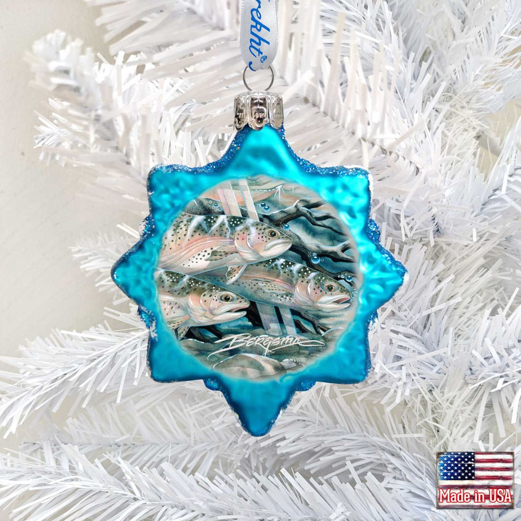 Catch the Rainbow Trout Mercury Glass Ornament by J. Bergsma - Wildlife Holiday Decor - 7783674-JB