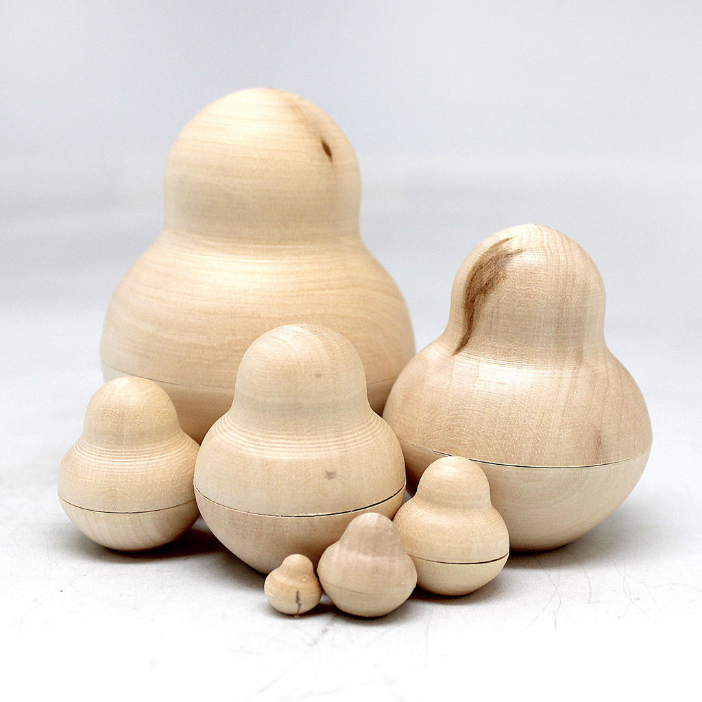 6-pieces Nested Doll - Old World Matreshka Unpainted Natural Wood Doll 3-Inch - Handmade from Linden Wood Ready to be Painted or Perfect as a Gift, Make-It-Take-It