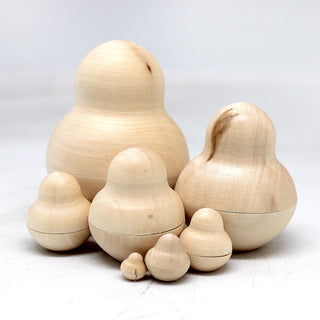6-pieces Nested Doll - Old World Matreshka Unpainted Natural Wood Doll 3-Inch - Handmade from Linden Wood Ready to be Painted or Perfect as a Gift, Make-It-Take-It