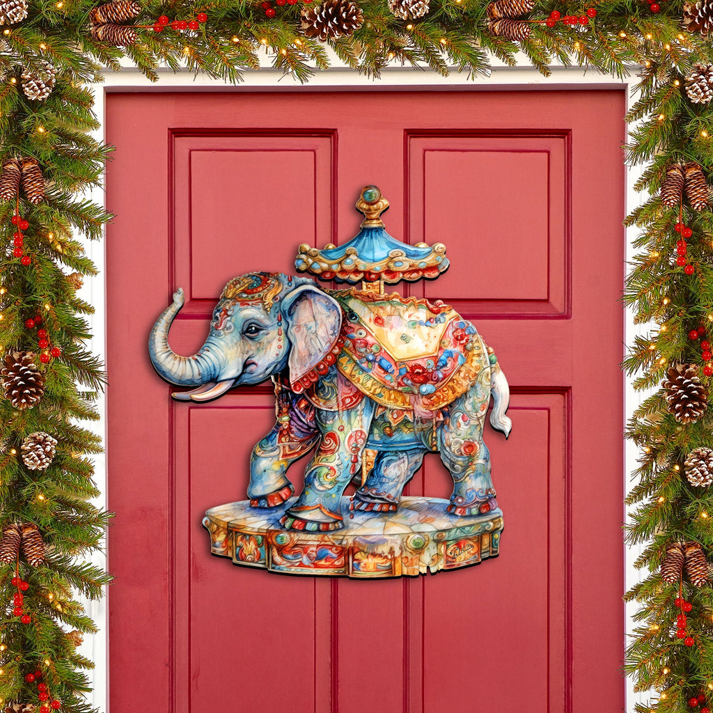 Carousel Elefant Holiday Door Decor by G. Debrekht - Christmas Decor - 8611029H