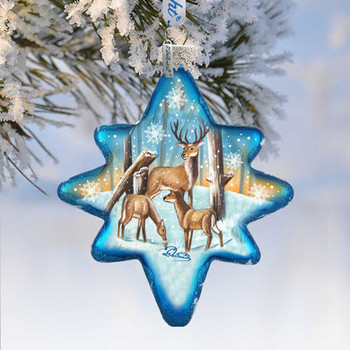 Reindeer North Star Glass Ornament by G. DeBrekht - Wildlife Holiday Decor - 755-080