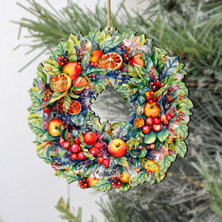 Summer Harvest Fruit Wreath Wooden Ornaments by G. Debrekht Christmas Decor - 8611071