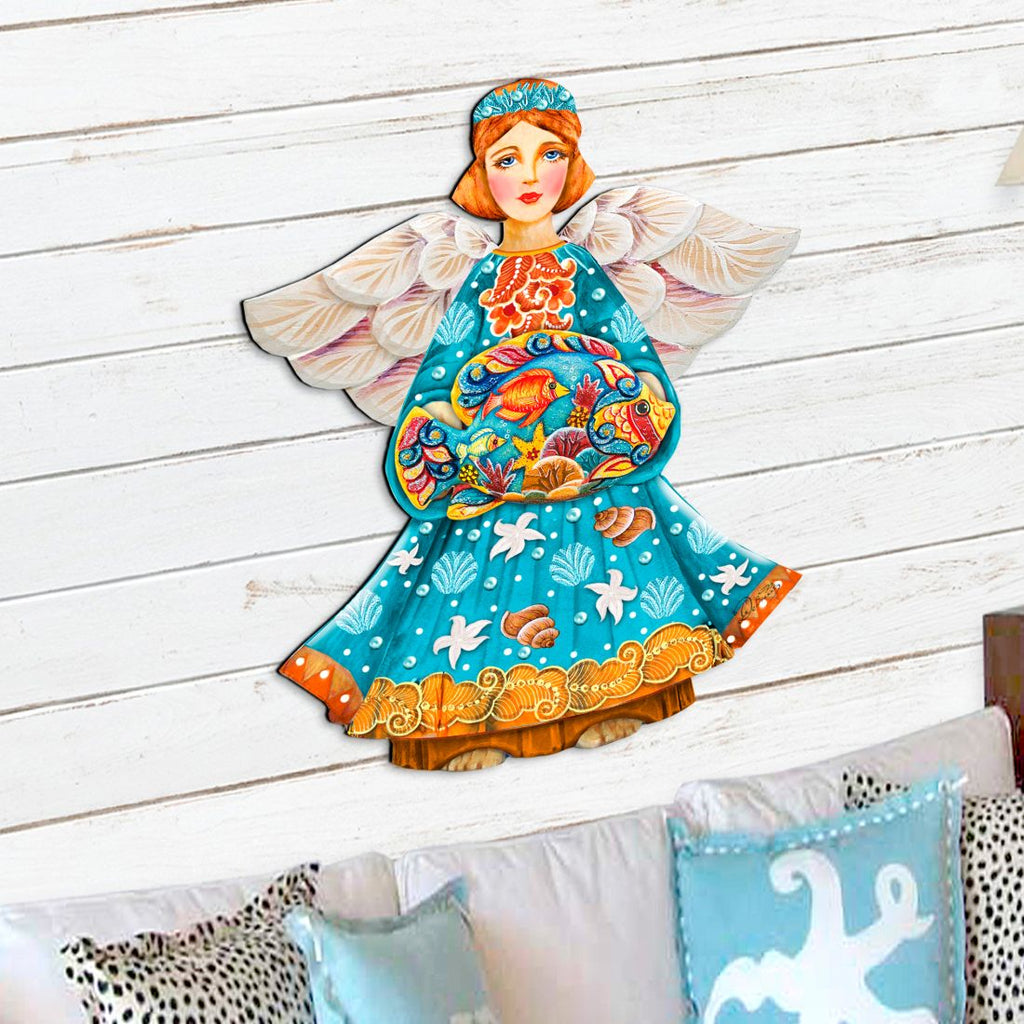 Guardian of The Sea Angel Door Decor by G. DeBrekht - Coastal Holiday Decor - 8152724H