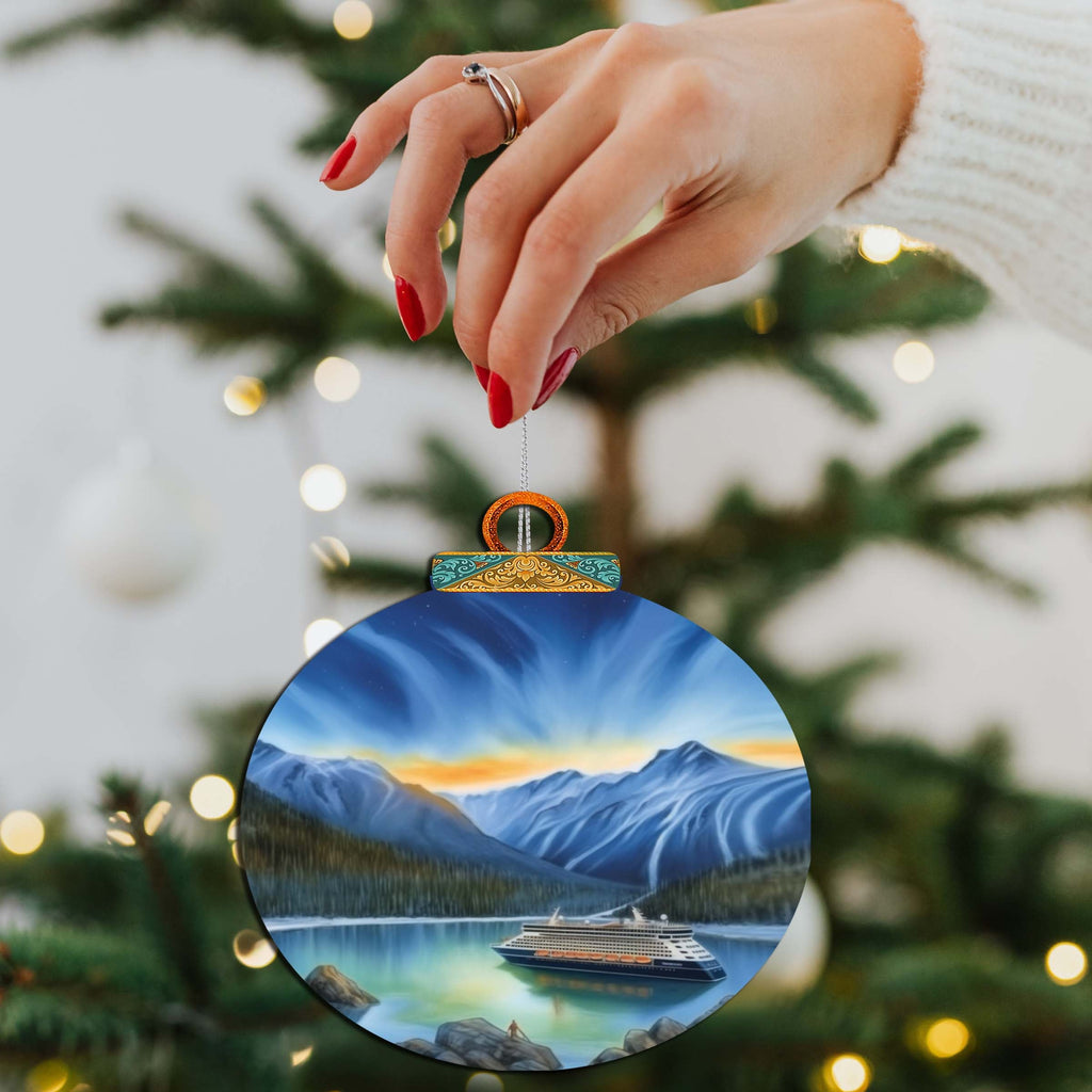 Alaska's Mountain Splendor Wooden Ornaments by G.Debrekht - Wildlife Holiday Decor - 870066