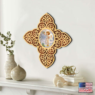 Angel Girl Filigree Wooden Cross by D. Gelsinger - Inspirational Icon Decor - 88482-DG
