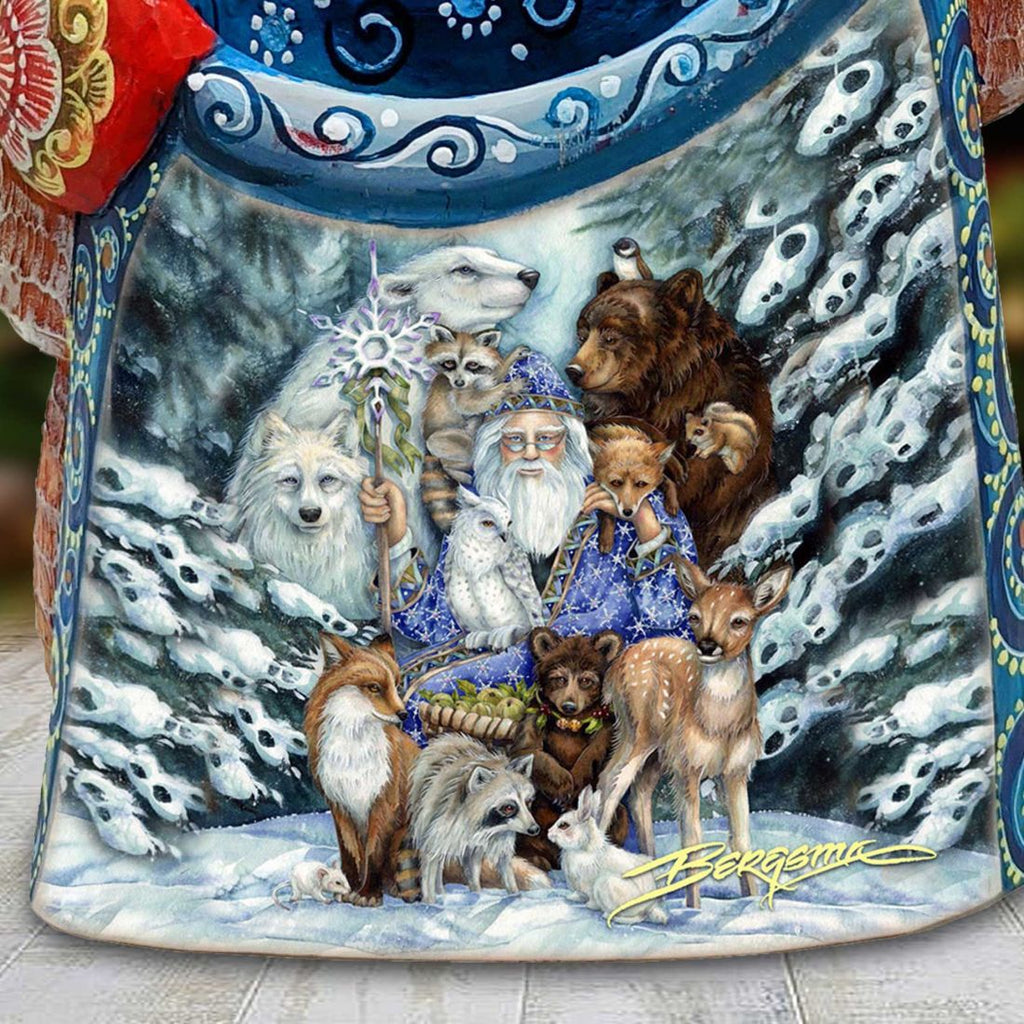 Gather in Peace Father Winter Animals Hand-Painted WOODCARVED Figurine by J. Bergsma - Wildlife Holiday Decor - 2422968-JB *** PRE-ORDER - Handmade Just for You! ***