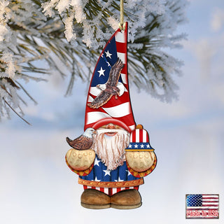 Americana Gnome Dwarf Wooden Ornaments by G. DeBrekht - American Christmas Decor - 8611015