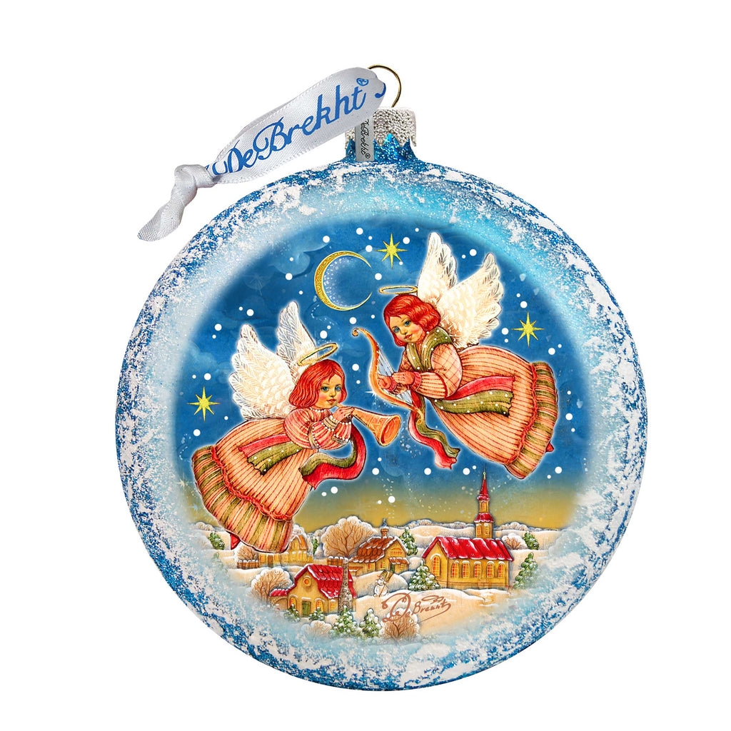 Guardian Angels Glass Ornament by G. DeBrekht - Nativity Holiday Decor - 744-038