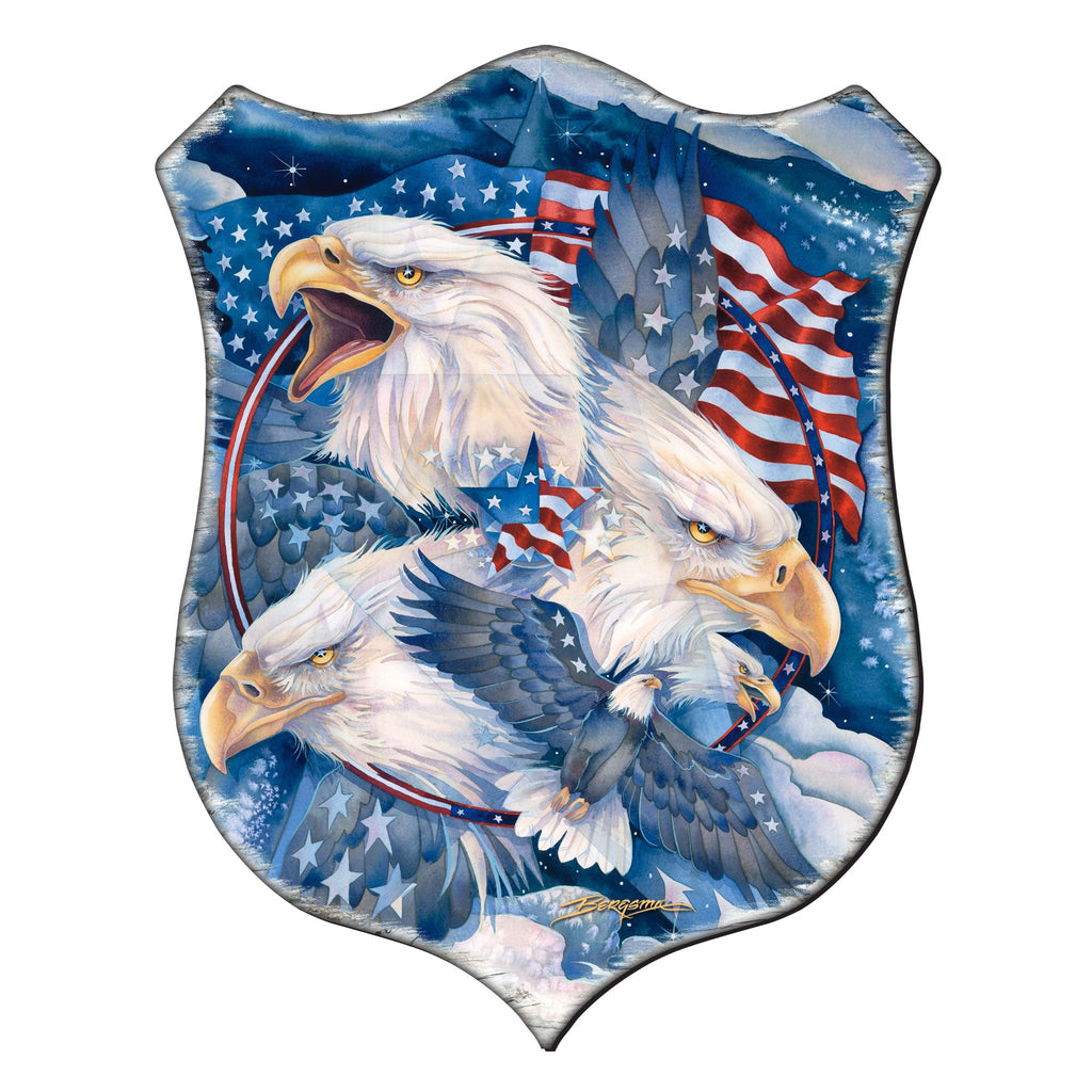 Allegiance Patriotic Eagles Wall Art by J. Bergsma - Wildlife Holiday Decor - 8591730W-JB