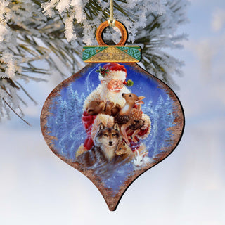 Santa Little Friends Drop Wooden Ornaments by Gelsinger - Christmas Santa Snowman Decor - 8031126-9914