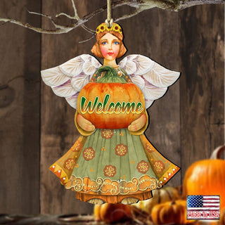 Fall Angel Wooden Ornaments Fall by G. DeBrekht - Thanksgiving Halloween Decor - 8155232-2