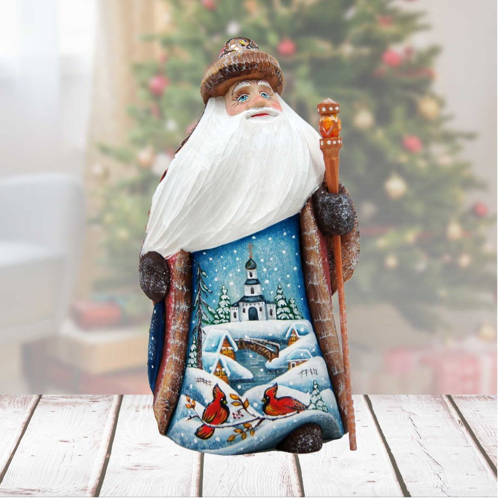 Winter House Santa Hand-Painted WOODCARVED Masterpiece by G. DeBrekht - Wildlife Holiday Decor - 8214839