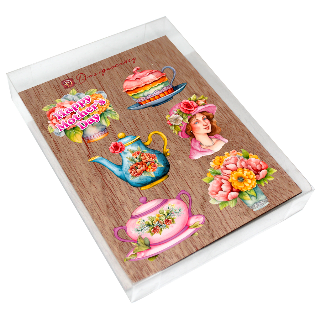 Happy Mother's Day Clip-On Eco Wood Decorative Ornaments Set of 6 by G. Debrekht - Love Family Decor - 8090059C-S6