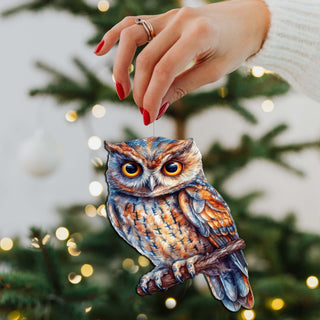 Alaskan Great Horned Owl Wooden Ornaments by G.Debrekht - Wildlife Holiday Decor - 8710004-2