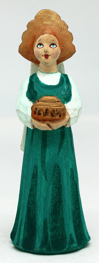One-of-a-Kind Women with Box Wood Carved Ornament 5.5