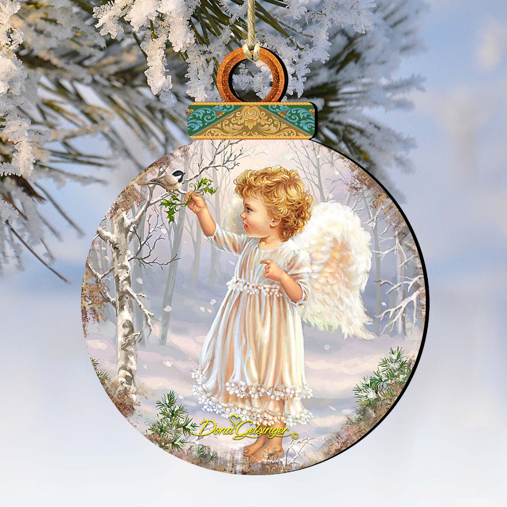 Woodland Angel Bird Wooden Ornaments by Gelsinger - Nativity Holiday Decor - 8021117-1427