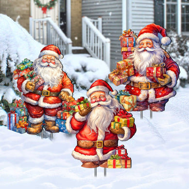 Heartwarming Gifts for All Outdoor Garden Decor Set of 3 by G. Debrekht - Christmas Santa Snowman Decor - 8120130MS3