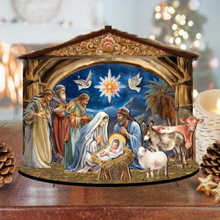 The Birth of Jesus Nativity Scene Decorative Village Eco Wood Set by G. Debrekht Nativity Holiday Decor - 852761