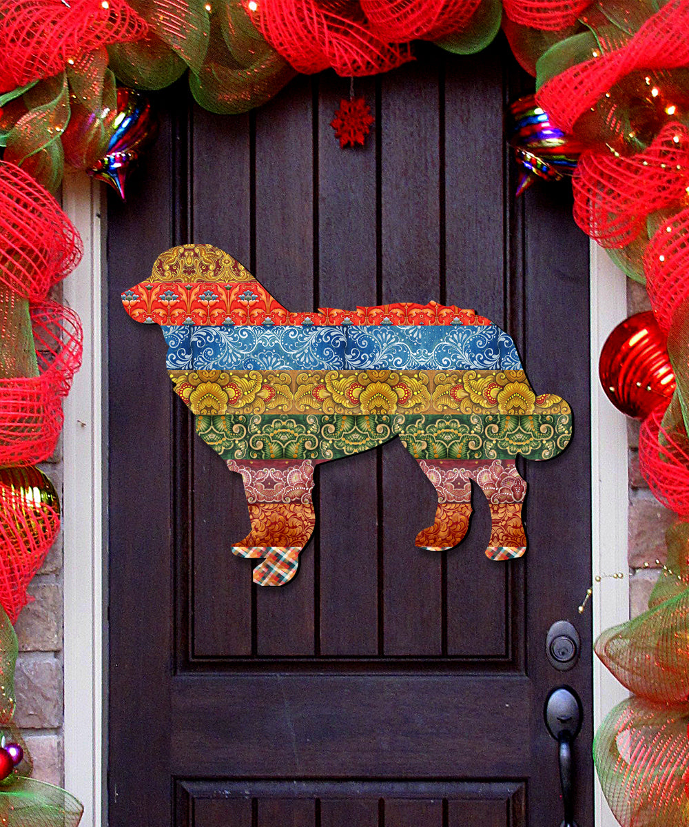 Dog Quilted Pattern Holiday Door Decor by G. DeBrekht - Christmas Decor - 8198135H