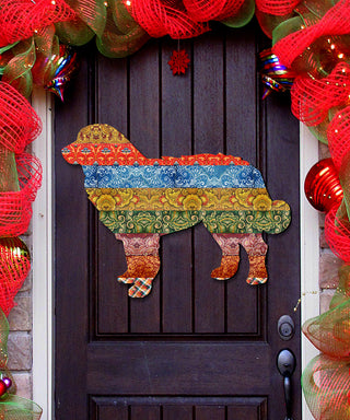 Dog Quilted Pattern Holiday Door Decor by G. DeBrekht - Christmas Decor - 8198135H