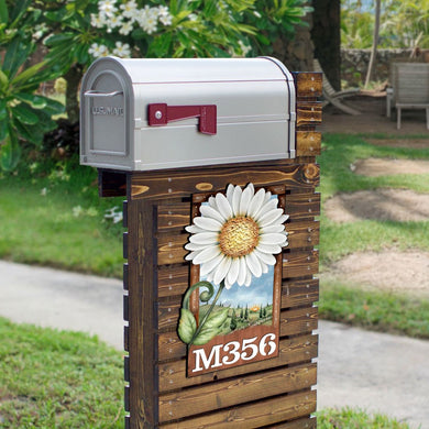 Daisy Wooden Custom House Number Sign by Jamie Mills-Price - Easter Spring Decor - Handcrafted Wooden Handcrafted Wooden Address Sign - MA8457704-MPP