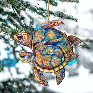 Coastal Decorations - Turtles Wooden Ornaments by G.Debrekht Coastal Holiday Decor - 8688192